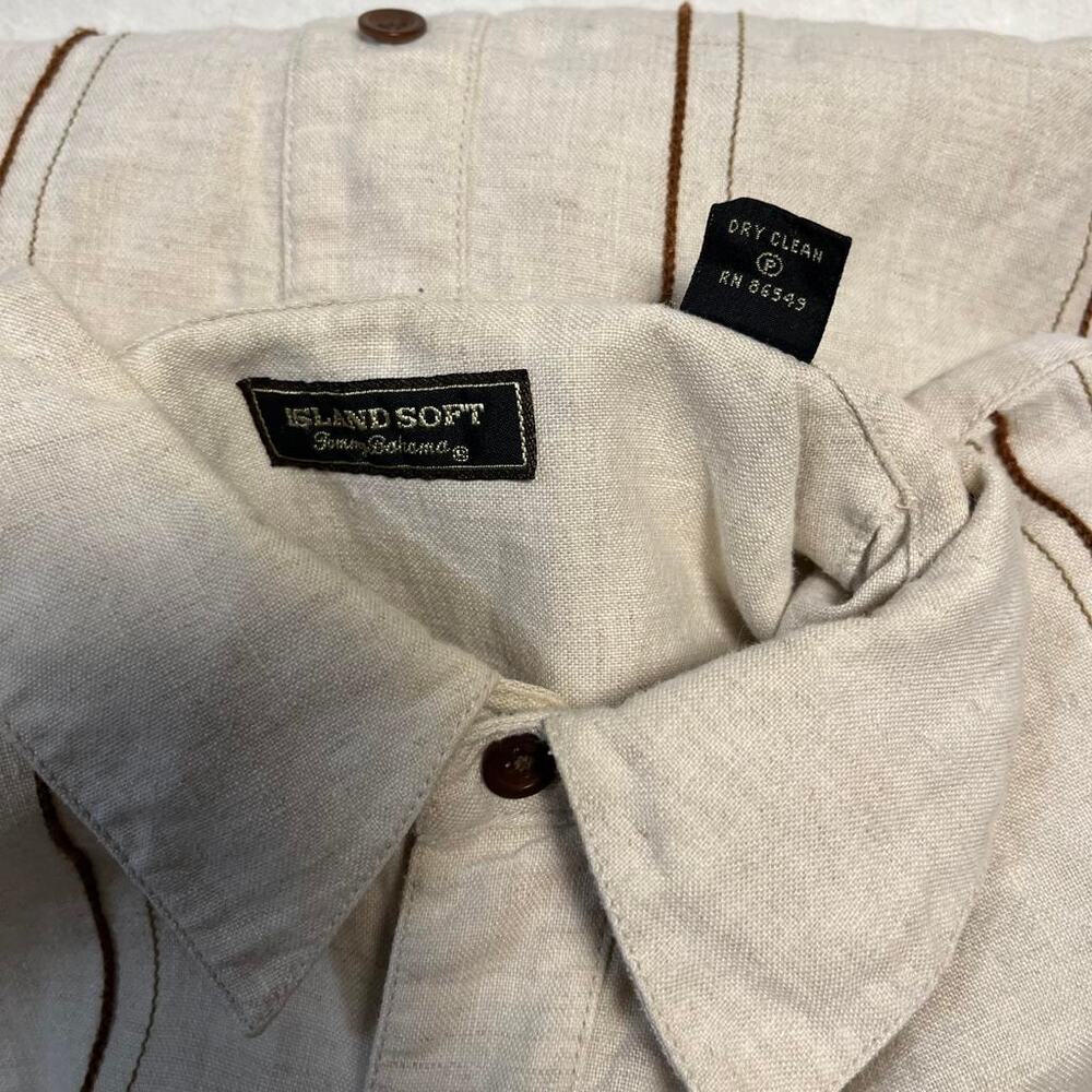 Tommy Bahama Island Soft Linen Shirt Mens M Button Up Long Sleeve Brown Beach - Picture 5 of 8